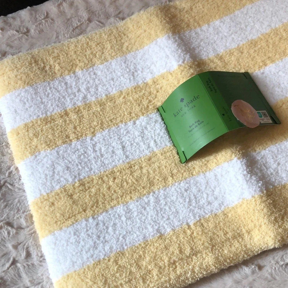 kate spade Yellow and White Striped Bath Rug